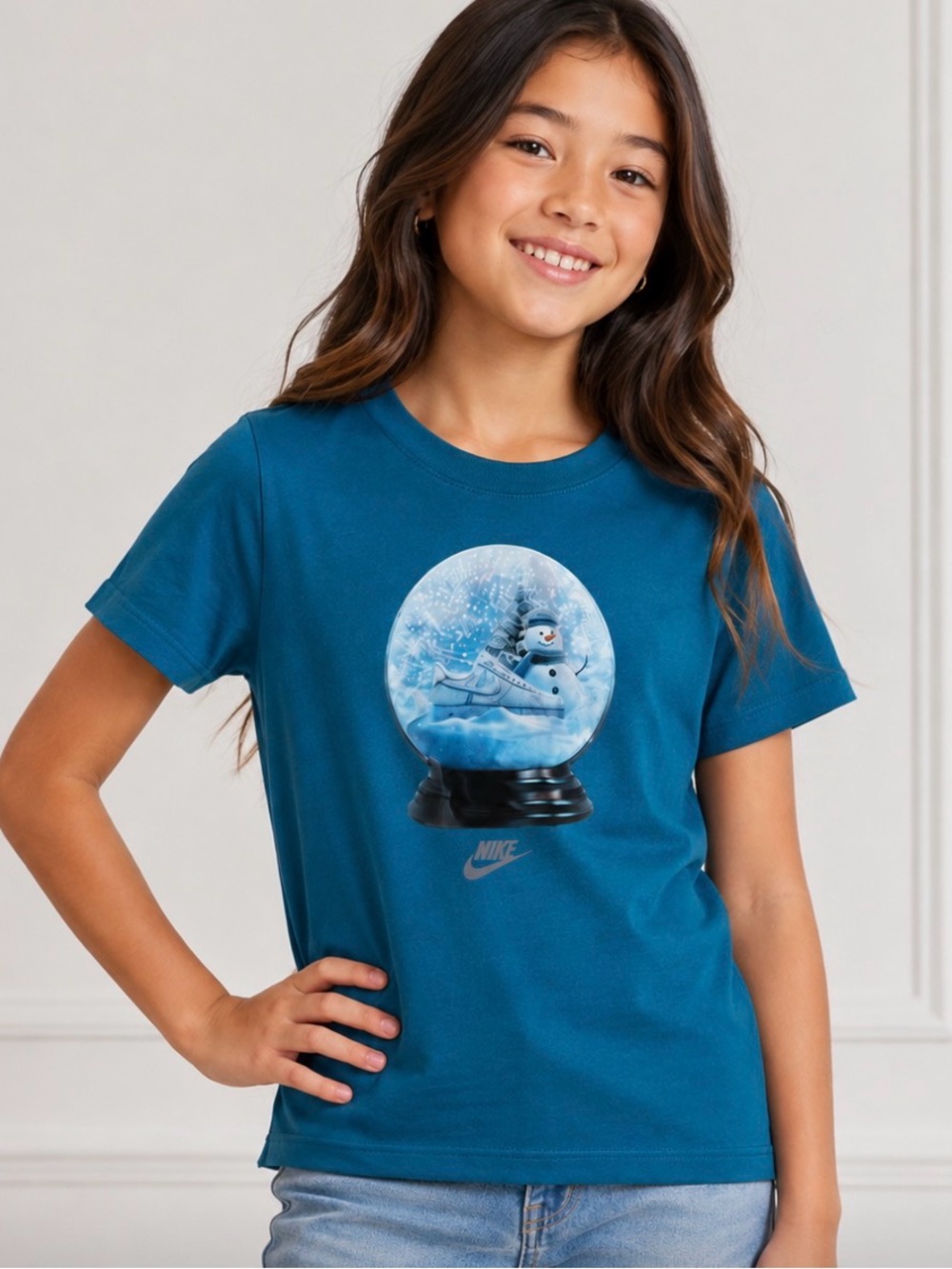 Nike Girls' Teal Short-Sleeve Snow Globe Graphic Tee ORG RETAIL $25